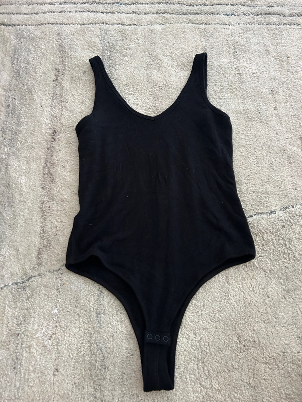 ATM Black Ribbed Scoop-Neck Bodysuit